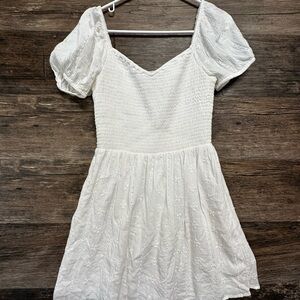 American Eagle Outfitters White Puff Sleeve Mini Dress